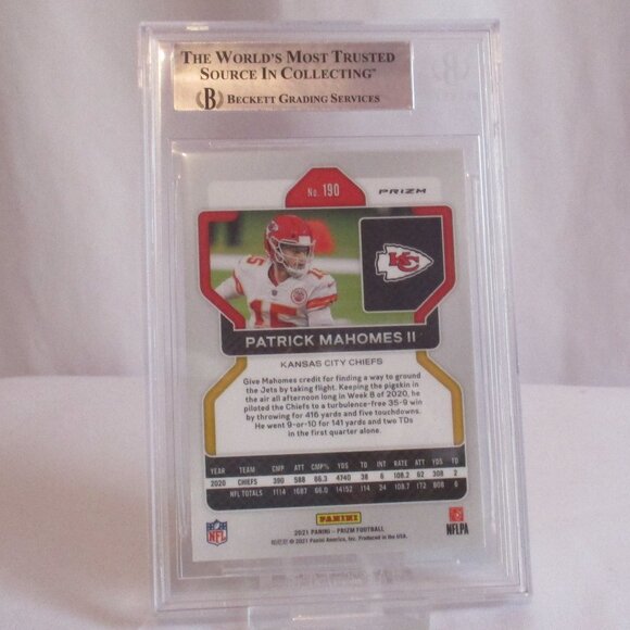 2021 PANINI PRIZM PRIZMS NEON GREEN PULSAR #190 PATRICK MAHOMES III BGS 8.5 - Picture 2 of 3